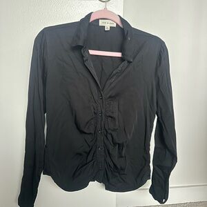 Cloth & Stone Black Ruched Long Sleeve Button Down Shirt